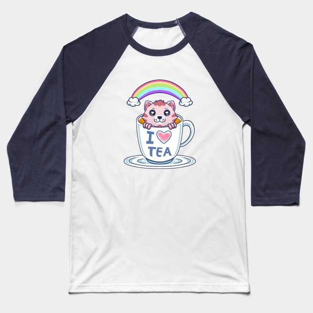 I Love Tea Baseball T-Shirt by Illustrasikuu